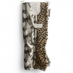 New Cozy Sunday Reversible Plush Throw Blanket Bows Cheetah Print 60 x 70